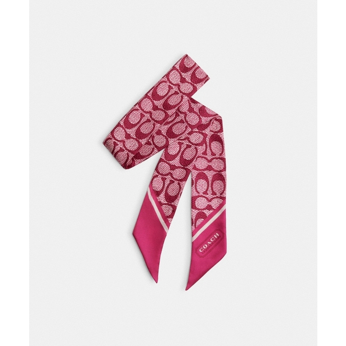 Vintage Signature Print Silk Skinny Scarf Pink (Other) Vintage Signature Print Silk Skinny Scarf Pink (Other)